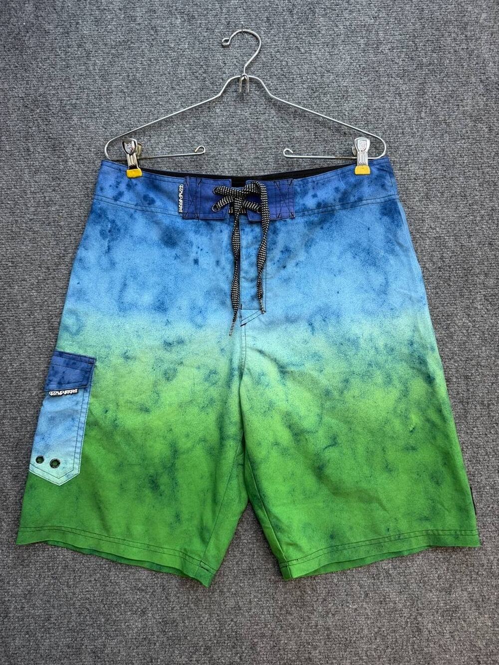 Ocean Current Men's Size 30 Blue Green Ombre Stretch Board Shorts Swim Trunks